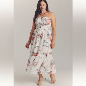 NWT Anthropologie The Somerset Strapless
Chiffon Midi Dress Sz XL